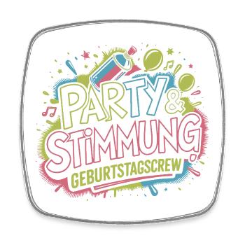 Birthday Party Mood Kick - Square fridge magnet - white - Front