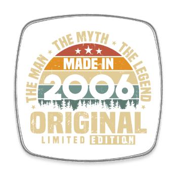 Vintage 2006 Born Original Birthday Gift - Square fridge magnet - white - Front