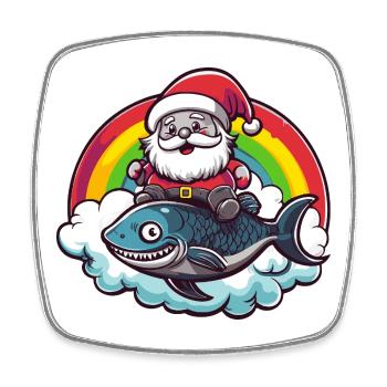Piranha Poisson Père Noël - Magnet carré - blanc - Devant