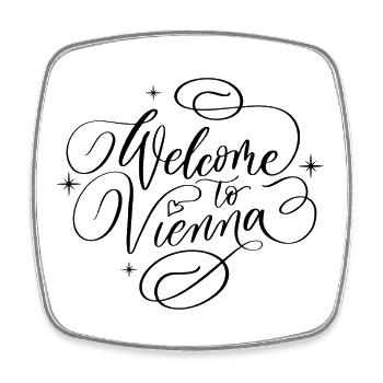 Vienna Love. Welcome to Vienna. - Square fridge magnet - white - Front