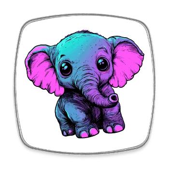 Néon éléphant Pop Art Couleurs - Magnet carré - blanc - Devant