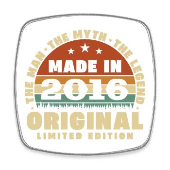 10 Years 2016 Vintage Retro Birthday Gift - Square fridge magnet - white - Front