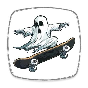 Ghost Skateboard - Square fridge magnet - white - Front