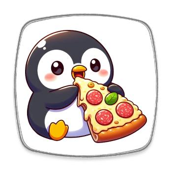 Süßer Pinguin Cartoon Pizza Essen Chill Gammeln - Viereckiger Kühlschrankmagnet - Weiß - Vorne