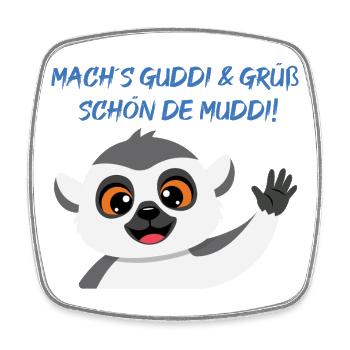 Lemur Grüßt Muddi Liebevoll - Viereckiger Kühlschrankmagnet - Weiß - Vorne
