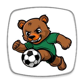 Bär Fußball - Viereckiger Kühlschrankmagnet - Weiß - Vorne