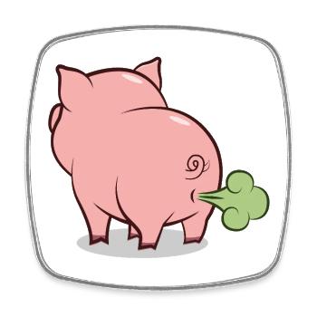 Dessin animé du cochon soufflant - Magnet carré - blanc - Devant