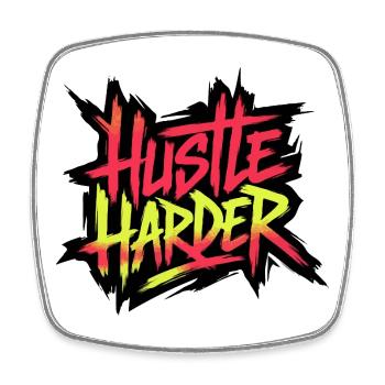 Hustle Harder Neon Graffiti - Square fridge magnet - white - Front
