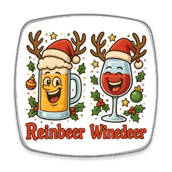 Reinbeer Winedeer Bière de Noël Vin - Magnet carré - blanc - Devant
