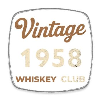 Vintage 1958 – Whiskey Club Retro Geburtsjahr - Viereckiger Kühlschrankmagnet - Weiß - Vorne