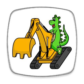 Dino Excavator Dinosaure - Magnet carré - blanc - Devant