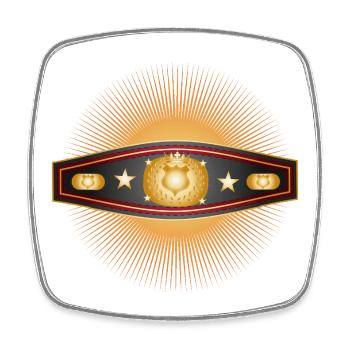 Strahlender Box-Gürtel – Champion Design - Viereckiger Kühlschrankmagnet - Weiß - Vorne