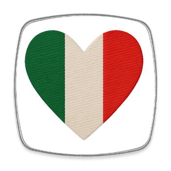 Cœur tricolore Italie - Magnet carré - blanc - Devant