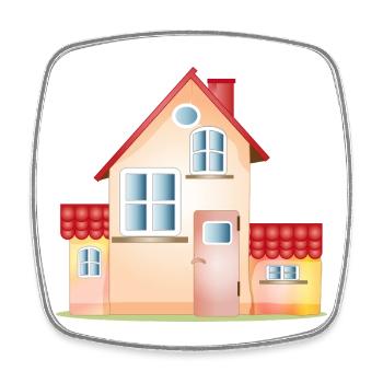Colorful House – Friendly Home Motif - Square fridge magnet - white - Front