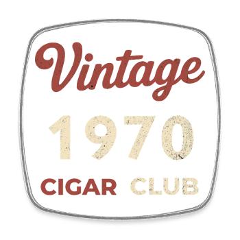Vintage 1970 Cigar Club Retro Geburtsjahr Geschenk - Viereckiger Kühlschrankmagnet - Weiß - Vorne