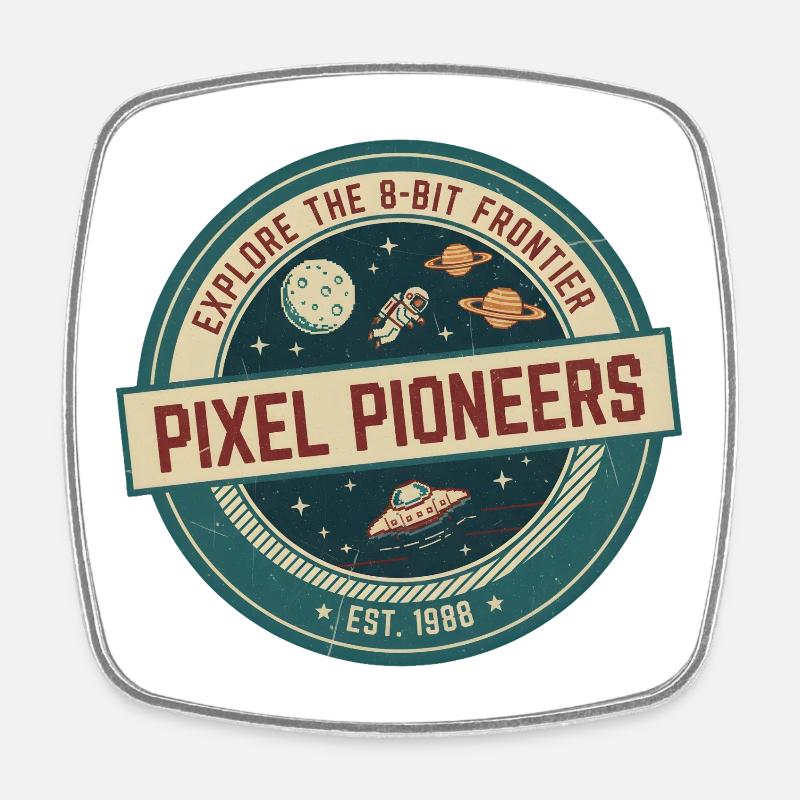 Pixel Pioneers Badge - Square fridge magnet - white