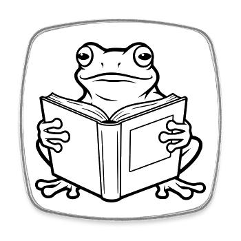 Illustration de bande dessinée Reading Frog - Magnet carré - blanc - Devant