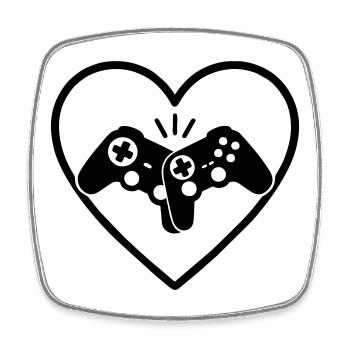 Game Controllers Heart Gamer Love Gift - Square fridge magnet - white - Front