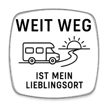 Weit weg ist mein Lieblingsort! - Vanlife - Viereckiger Kühlschrankmagnet - Weiß - Vorne