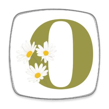 Buchstabe o Grüne Gänseblümchen - Viereckiger Kühlschrankmagnet - Weiß - Vorne