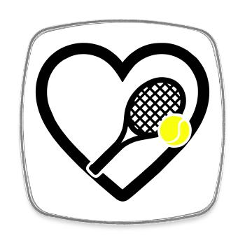 Tennis Heart Racket Ball Sport Passion - Square fridge magnet - white - Front