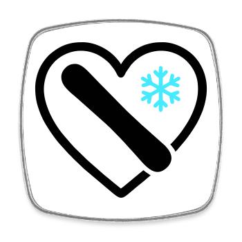 Snowboard Herz Berg Schnee Winter - Viereckiger Kühlschrankmagnet - Weiß - Vorne