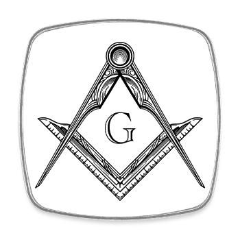 Freimaurer Symbol Winkel & Zirkel Freimaurerei - Viereckiger Kühlschrankmagnet - Weiß - Vorne