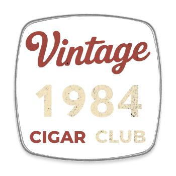 Vintage 1984 Cigar Club Retro Geburtsjahr Geschenk - Viereckiger Kühlschrankmagnet - Weiß - Vorne
