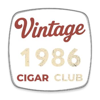 Vintage 1986 Cigar Club Retro Geburtsjahr Geschenk - Viereckiger Kühlschrankmagnet - Weiß - Vorne