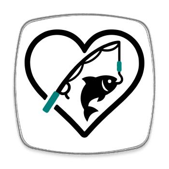 Fishing Heart Fish Rod Nature Passion - Square fridge magnet - white - Front