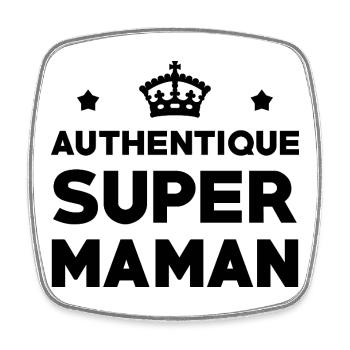 Authentic Super Mom - Mother's Day - Square fridge magnet - white - Front