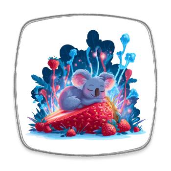 Schlafender Koala auf Erdbeere Neonwald - Viereckiger Kühlschrankmagnet - Weiß - Vorne