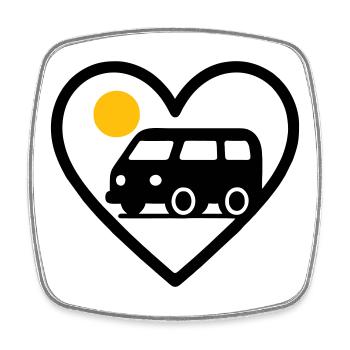 Vanlife Heart Van Travel Road Adventure - Magnet carré - blanc - Devant