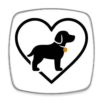 Dog Heart Silhouette Dog Lover Gift - Square fridge magnet - white - Front