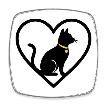 Cat Heart Silhouette Cute Pet Lover - Square fridge magnet - white - Front