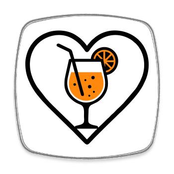 Spritz Herz Cocktail Orange Sommer Getränk - Viereckiger Kühlschrankmagnet - Weiß - Vorne
