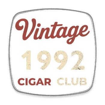 Vintage 1992 Cigar Club Retro Geburtsjahr Geschenk - Viereckiger Kühlschrankmagnet - Weiß - Vorne