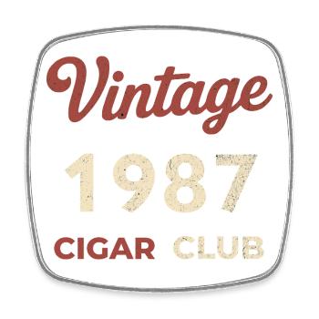 Vintage 1987 Cigar Club Retro Geburtsjahr Geschenk - Viereckiger Kühlschrankmagnet - Weiß - Vorne