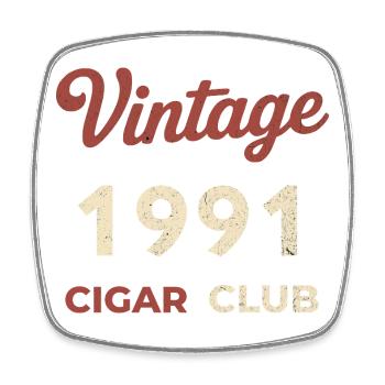 Vintage 1991 Cigar Club Retro Geburtsjahr Geschenk - Viereckiger Kühlschrankmagnet - Weiß - Vorne