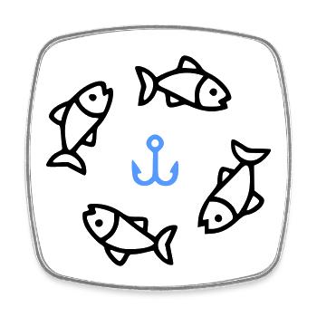 Fishing & Fishing | Petri Heil Hobby Logo - Square fridge magnet - white - Front