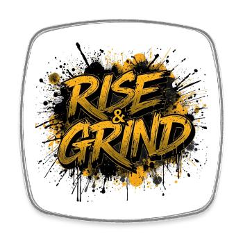 Rise & Grind Graffiti - Viereckiger Kühlschrankmagnet - Weiß - Vorne