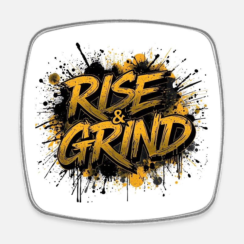 Rise & Grind Graffiti - Magnet carré - blanc