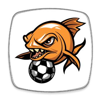 Piranha with ball - Square fridge magnet - white - Front