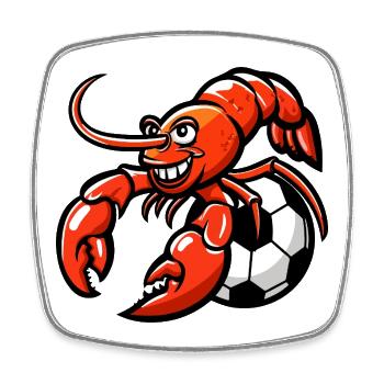 Crab with soccer ball - Square fridge magnet - white - Front