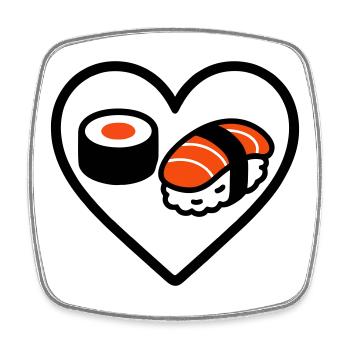 Sushi Heart Maki Salmon Japan Food Lover - Square fridge magnet - white - Front