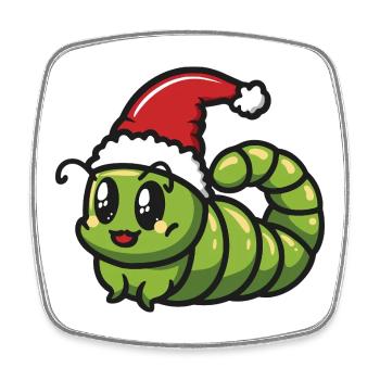 Wurm Weihnachten - Viereckiger Kühlschrankmagnet - Weiß - Vorne