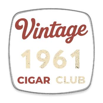 Vintage 1961 Cigar Club Retro Geburtsjahr Geschenk - Viereckiger Kühlschrankmagnet - Weiß - Vorne