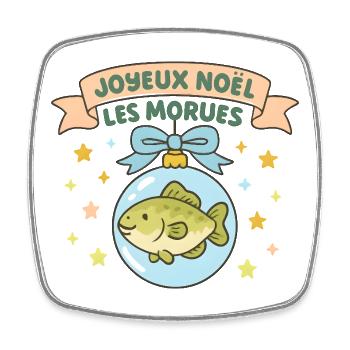 Noël Morues dans Boule Poisson - Magnet carré - blanc - Devant