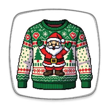 UGLY PIXEL XMAS - spirit of Christmas - Square fridge magnet - white - Front