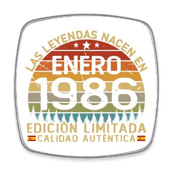 Janvier 1986 Anniversaire de 40 ans - Magnet carré - blanc - Devant